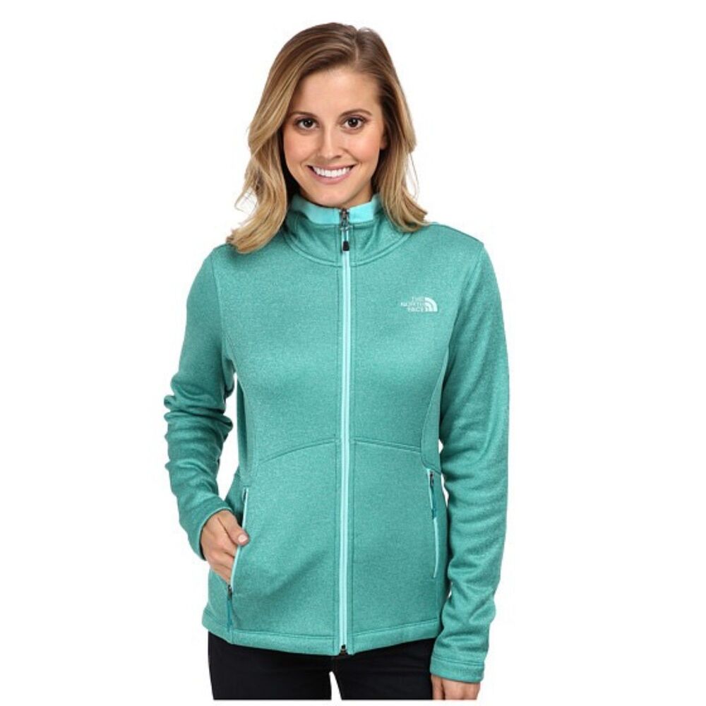 The North Face Agave Women's Fleece Full Zip Soft Jacket Aqua Green-Blue XS